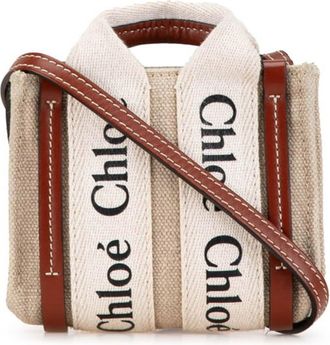 Chlo&eacute; Canvas Leather Handbag Shoulder Bag (Pre-Owned)