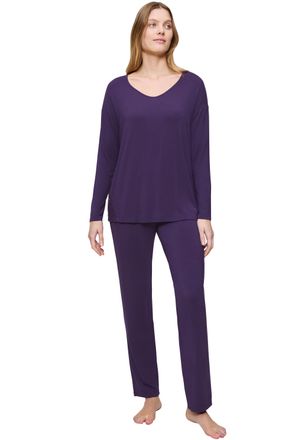 Triumph Pyjama TRIUMPH Timeless Sensuality PK LSL, Damen, Gr. 40, lila (royal lila), Single Jersey, Obermaterial: 94% Modal, 6% Elasthan, normal normal, V-Aus