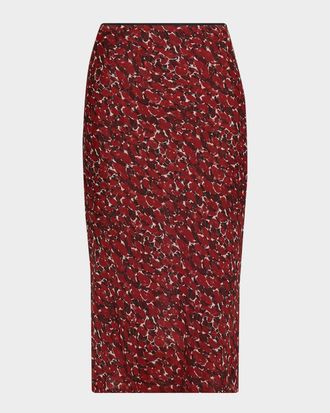 Saint Laurent Printed Cotton-Silk Midi Skirt