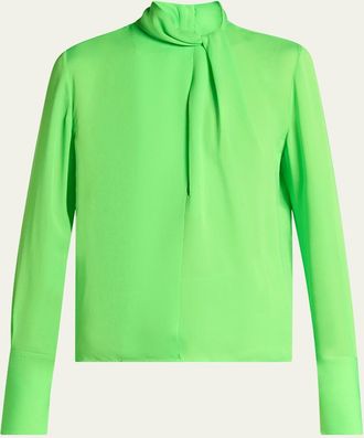 Tom Ford Twisted-Neck Silk Long-Sleeve Shirt