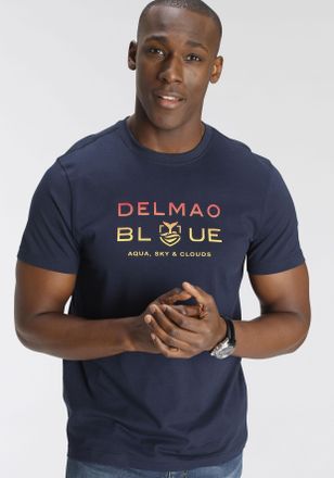 DELMAO T-Shirt DELMAO, Herren, Gr. 4XL (68/70), blau (marine), Single Jersey, Obermaterial: 100% Baumwolle, bedruckt, normal, Rundhals, Shirts T-Shirt, Kurza