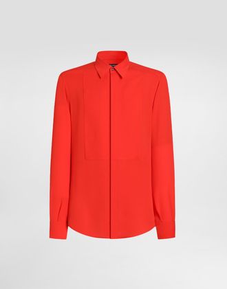 Dolce & Gabbana Cr&ecirc;pe De Chine Silk Martini Shirt - Man Shirts Orange 38