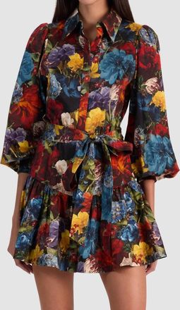 Alice & Olivia Lily Mini Shirt Dress In Flourish Sm