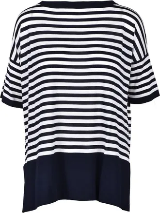 Wild Cashmere Viscose/Polyamide/Silk Knit Top - Blue/White