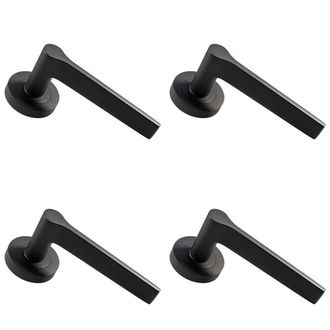 Loops 4x PAIR Straight Rounded Handle on Round Rose Concealed Fix Matt Bronze