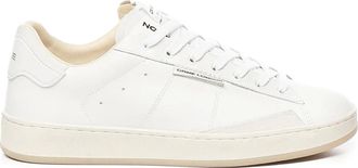 Crime London Schoenen, Heren, Wit, 41 EU, Katoen, Witte Leren Sneakers Vintage Stijl