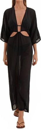 Vix Womens Solid Allie Long Cover Up In Black