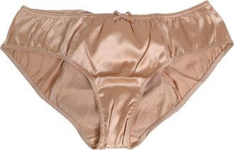 Dolce & Gabbana Nude Beige Silk Satin Bow Lace Trim Womens Underwear