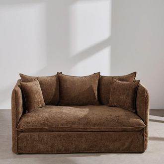 Maisons du monde Sof&aacute; cama de 2 plazas aterciopelado verde caqui con colch&oacute;n de 10 cm