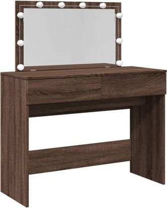 vidaXL Tocador con luces led marrón roble 100x40x120 cm Vidaxl