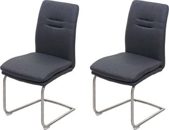 Hhg Hhg - Juego De 2 Sillas De Comedor 930, Silla De Cocina Basculante, Tela/textil Acero Inoxidable Cepillado, Gris Oscuro