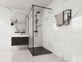 Vente-Unique Resin Freestanding Or Flush Shower Tray - Black- 120 X 90 Cm - LYROSA in Black | Size: 1200mm x 900mm