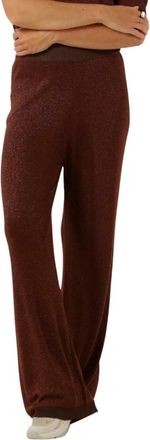 Minus Metallic Wide Leg Gebreide Broek - Dames - Wijde Broeken - Bruin - XL - Broeken
