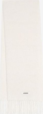 Jacquemus Off White Embroidered Logo Scarf