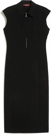 Max Mara Mstalga Midi Sheath Jurk - Dames - Shirt Kleedjes - Zwart - S - Leer - Kleedjes