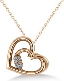 Allurez Double Heart Two Stone Diamond Pendant 14k Rose Gold (0.20ct)