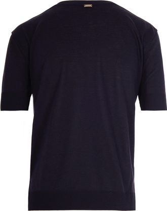 Herno Womens T-Shirt Navy Blue Knit Main Fabric: Lyocell T-Shirts & Jerseys