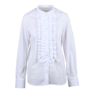 Xacus Overhemden, Dames, Wit, XS, Katoen, Coreana met rood accent