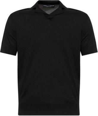 Dolce & Gabbana Zijden Polo Shirt - Heren - Polos - Zwart - L - Leer - Tops