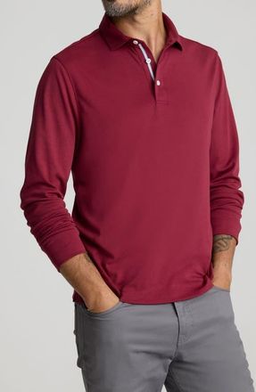 UNTUCKit Damaschino Wrinkle Free Long Sleeve Polo in Holiday Red at Nordstrom, Size Xxx-Large