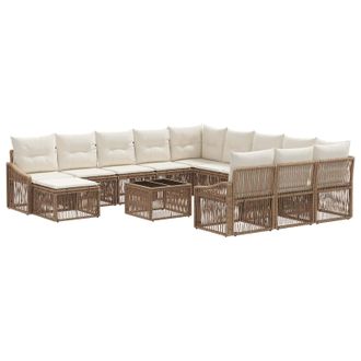 vidaXL Conjunto De Sof&aacute;s De Jard&iacute;n 13 Pcs Beige Rat&aacute;n Sint&eacute;tico Vidaxl