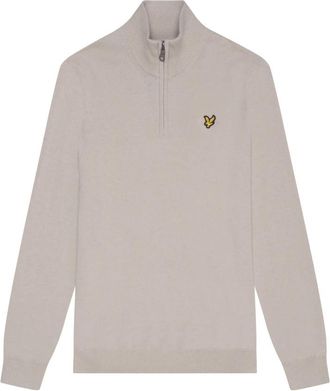 Lyle & Scott Cotton Merino Quarter Zip Jumper - Heren - Coltruien - Beige - M - Katoen - Truien & Vesten