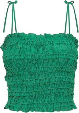 Tory Burch Tops, Dames, Groen, M, Leer, Gedrapeerde Camisole Top