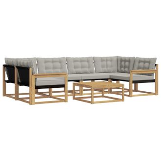vidaXL Conjunto De Sof&aacute;s De Exterior 7 Pcs Blanco Y Gris Claro Vidaxl