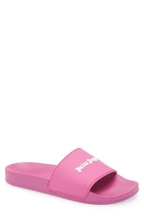 Palm Angels Logo Pool Slide Sandal in Fuchsia/white at Nordstrom Rack, Size 10Us / 43Eu