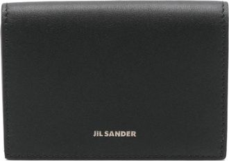 Jil Sander Zwarte leren portemonnee met logo - Heren - Portefeuilles - Zwart - ONE Size - Leer - Accessoires