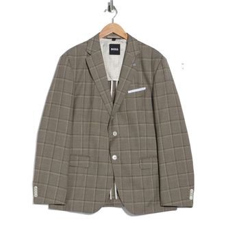 BOSS Hutson Slim Fit Plaid Sport Coat in Medium Green at Nordstrom Rack, Size 44