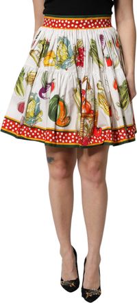 Dolce & Gabbana Multicolor Vegetable Print Short Poplin Mini Womens Skirt