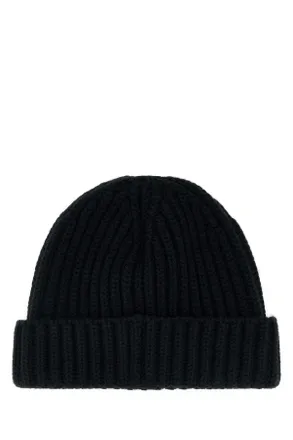 Prada Mens Black Wool Beanie Hat Nero Exterior: Virgin Cappelli
