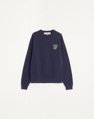 Valentino Felpa In Cotone Con Patch Vg Uomo BLU XXL