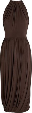 Alaia Sculpting Ruched Wool Midi Dress - Dark Brown - 40 (UK12 / M)