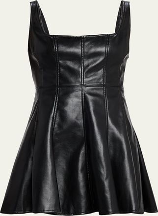 LoveShackFancy Fauber Faux Leather Mini Dress