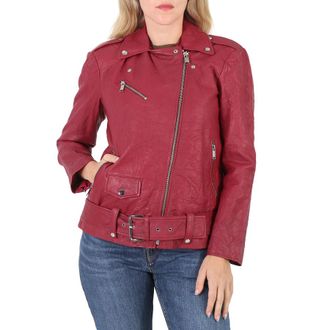 Michael Kors Ladies Crinkled Leather Moto Jacket, Size Medium