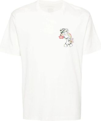 Emporio Armani Monogram-print Katoenen T-shirt - Heren - T-shirts - Wit - XL - Katoen - Tops