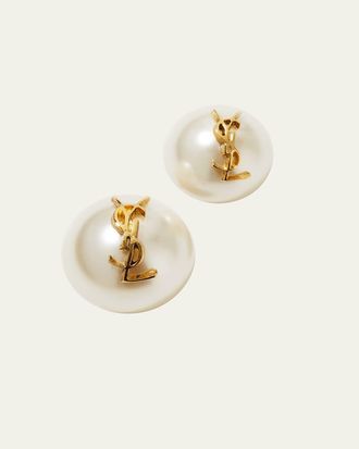 Saint Laurent YSL Pearly Stud Earrings