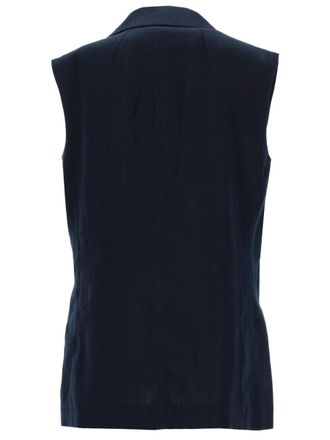 Max Mara Double-Breasted Linen Mat Vest - Blue