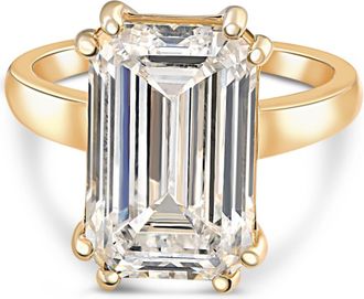 Pompeii3 Certified 10.00CT Emerald Cut Solitaire Diamond Engagement Ring 14k Gold Lab Grown Size: 7