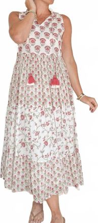 Dolma Layered Printed Maxi Dress In Pink/olive