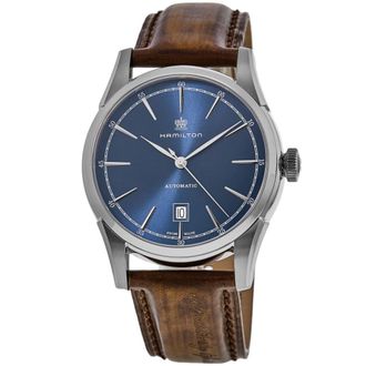 Hamilton American Classic Spirit of Liberty Auto Blue Dial Leather Strap Mens Watch H42415541