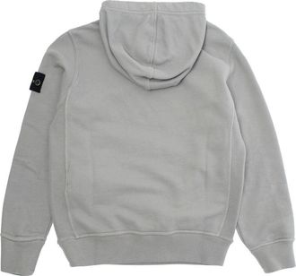 Stone Island Boys Grey Hoodie With Logo Patch Cotton Hoods & Sweatshirts