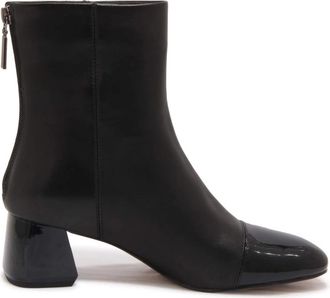 Emanuelle Vee Zwarte Lakleren Enkellaarzen Melany - Dames - Laarzen met Hak - Zwart - 38 EU - Schoenen
