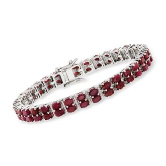 Ross-Simons Ruby Double-Row Bracelet in Sterling Silver