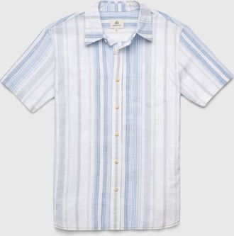 Surfside Supply Mens Joey Short Sleeve Vertical Stripe Slub Shirt In White Combo