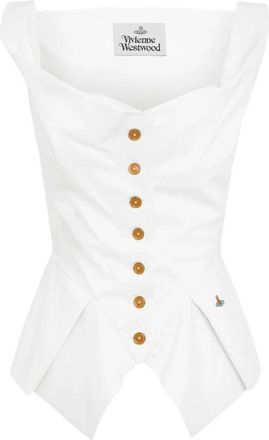 Vivienne Westwood Monday Vest - Dames - Bodywarmers - Wit - S - Katoen - Jassen