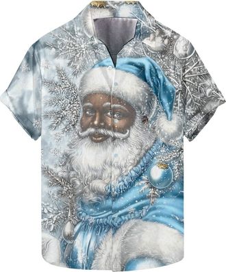 Generic Mens Christmas Shirts UK Short Sleeve Xmas Dress Shirts Smart Casual Christmas Tree Shirt Button Up Funny Formal Shirt Turndown Collar Festive Tops Va