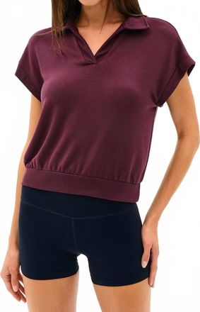 SPLITS59 Evie Sleeveless Polo In Dark Cherry